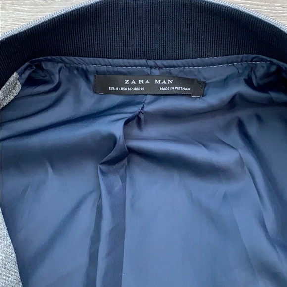 ❤️ Zara Man Grey Jacket with Navy Lining Size Medium NWOT - Picture 7 of 8